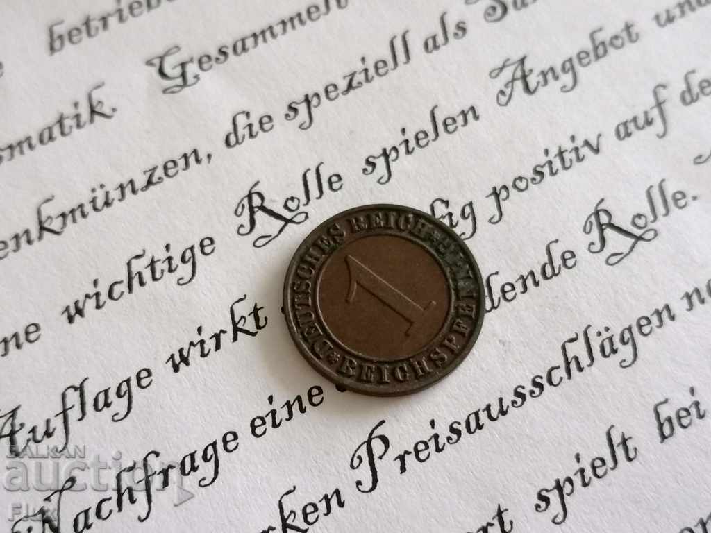 Reich Coin - Germany - 1 pfenig | 1929; A series