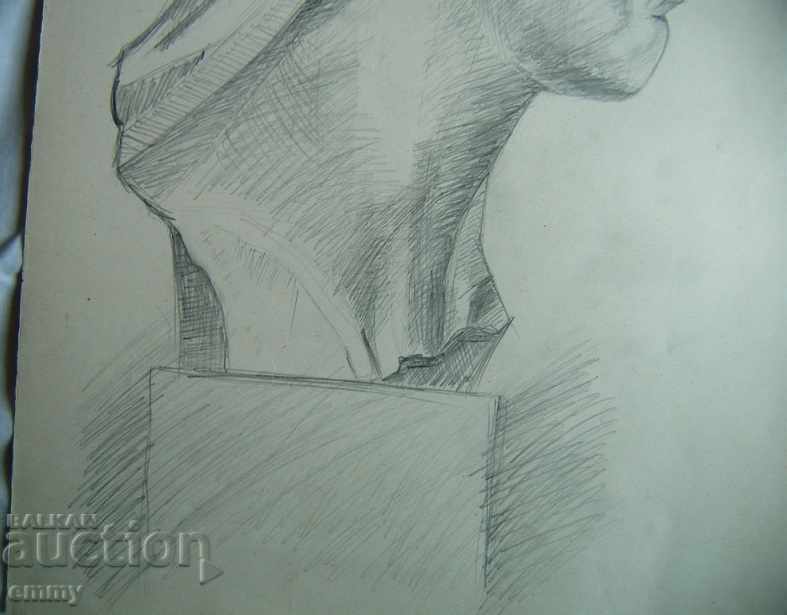 Delivery of Pencil drawing of a woman's head unsigned 35cm x 50cm