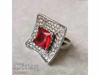 Gorgeous Silver Ring with Ruby and Zirconia