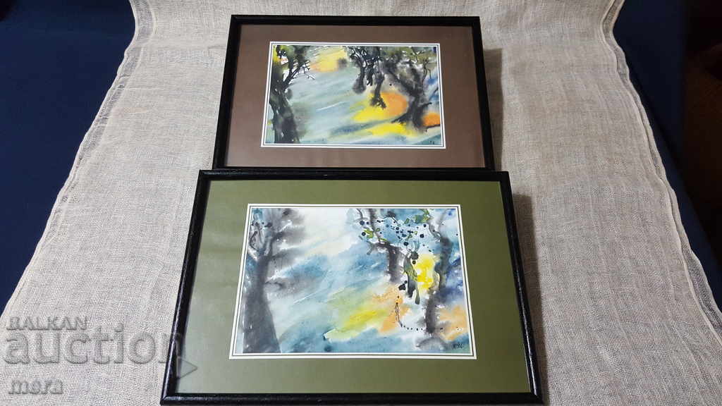 A series of two watercolor paintings