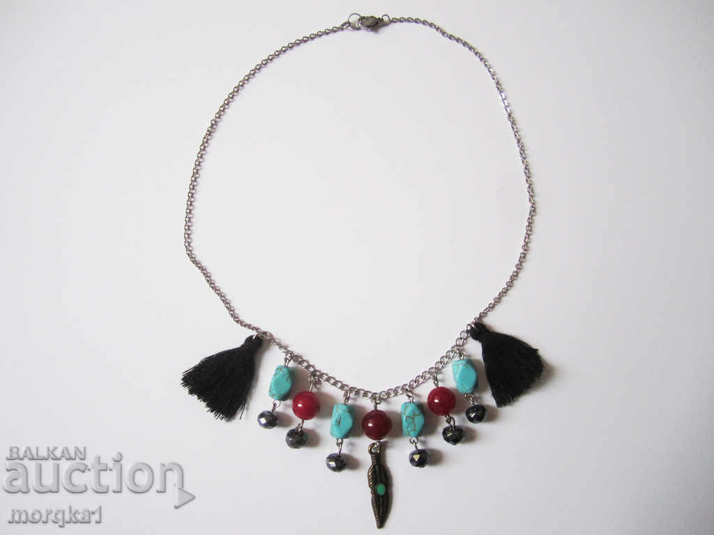 Boho style necklace with minerals and steel with price 22.00 BGN | € 11.25 Boho style necklace with minerals and steel with price 22.00 BGN | € 11.25