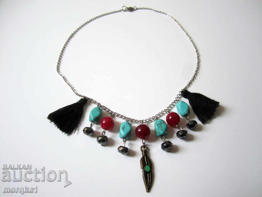 Auction Boho style necklace with minerals and steel Auction Boho style necklace with minerals and steel