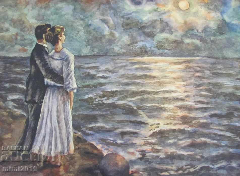 Very Old Watercolor Painting on Thin Cardboard with price 50.00 BGN | € 25.56 Very Old Watercolor Painting on Thin Cardboard with price 50.00 BGN | € 25.56