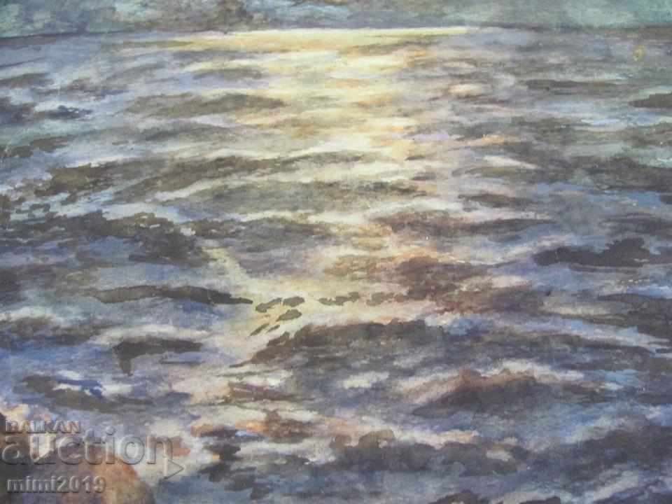 Delivery of Very Old Watercolor Painting on Thin Cardboard Delivery of Very Old Watercolor Painting on Thin Cardboard