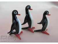 Miniaturi de sticlă vechi - Pinguini 3 bucăți