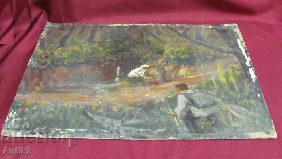 Old Painting oil on cardboard - 5 Old Painting oil on cardboard - 5