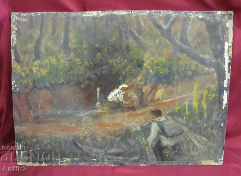 Old Painting oil on cardboard Old Painting oil on cardboard