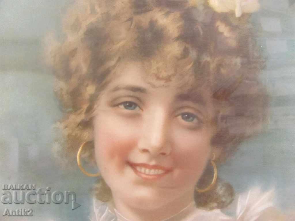 Auction  19th century Large Lithograph in glass frame