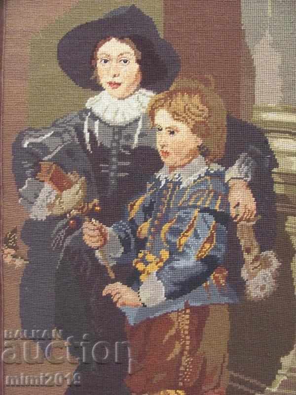 19th century Star Tapestry hand sewn woolen threads with price 126.00 BGN | € 64.42