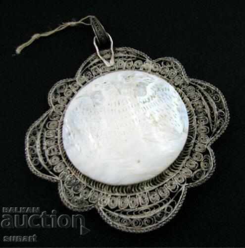 PANAGIA MEDALION ST. GEORGI SILVER FILIGRAN SEDEF PANAGIA with price 750.00 BGN | € 383.47 PANAGIA MEDALION ST. GEORGI SILVER FILIGRAN SEDEF PANAGIA with price 750.00 BGN | € 383.47