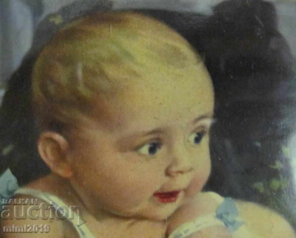 Delivery of Old Chromolithograph in original wooden frame with glass