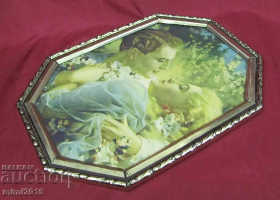 Стара Картина Литография Първата Целувка с цена 40.00 лв. | € 20.45 Стара Картина Литография Първата Целувка с цена 40.00 лв. | € 20.45