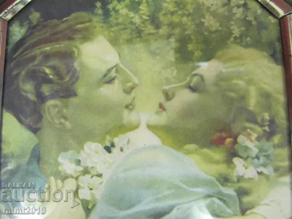 Аукцион Стара Картина Литография Първата Целувка Аукцион Стара Картина Литография Първата Целувка