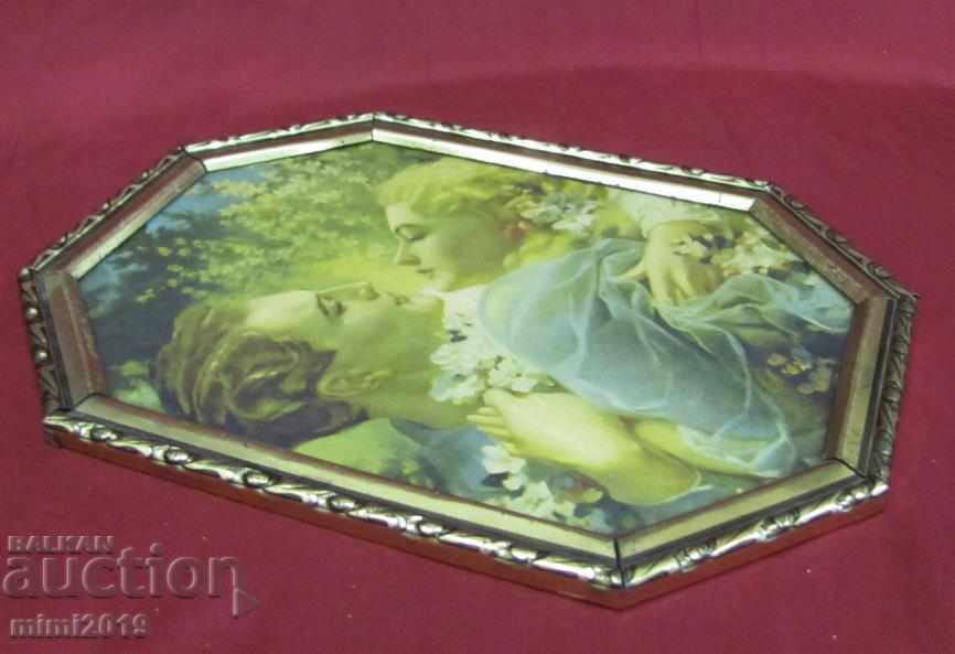 Доставка на Стара Картина Литография Първата Целувка Доставка на Стара Картина Литография Първата Целувка