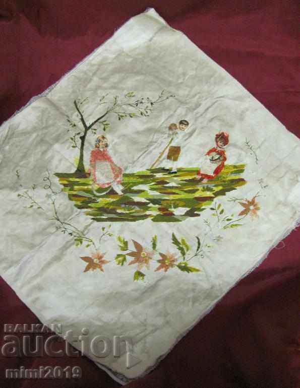 19 век Оригинален ръчно шит Гоблен върху памучен сатен с цена 105.00 лв. | € 53.69 19 век Оригинален ръчно шит Гоблен върху памучен сатен с цена 105.00 лв. | € 53.69