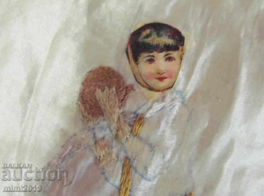 19 век Оригинален ръчно шит Гоблен върху памучен сатен - 7 19 век Оригинален ръчно шит Гоблен върху памучен сатен - 7