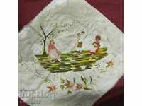 19th century Original hand stitched Tapestry on cotton satin