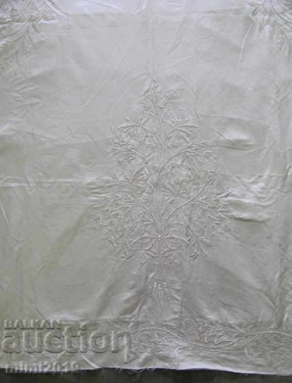 19th Century Hand Sewn Silk Tablecloth - 5 19th Century Hand Sewn Silk Tablecloth - 5