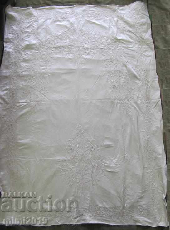 19th Century Hand Sewn Silk Tablecloth - 6 19th Century Hand Sewn Silk Tablecloth - 6