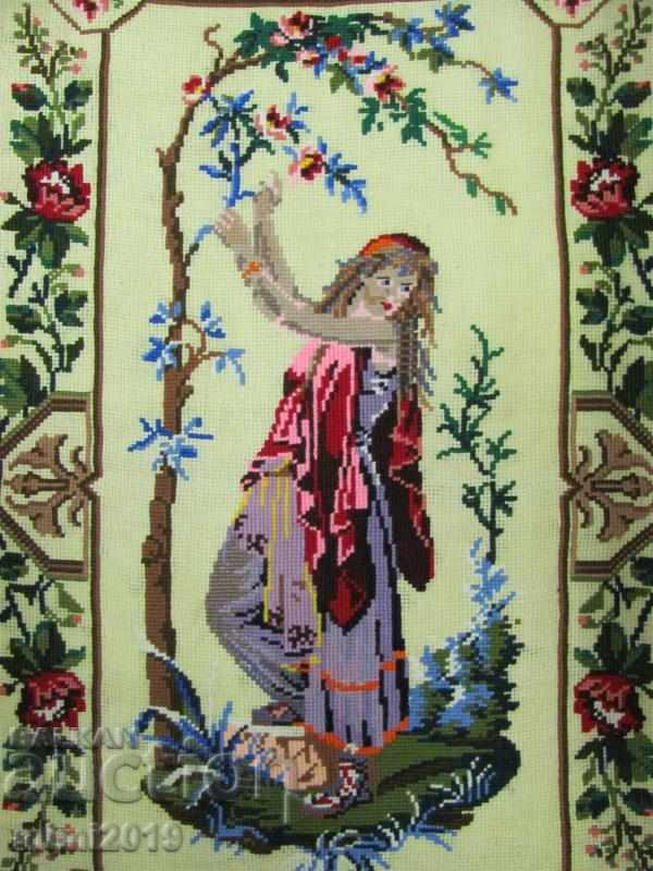 19th Century Hand Embroidered Rug Carpet - 5