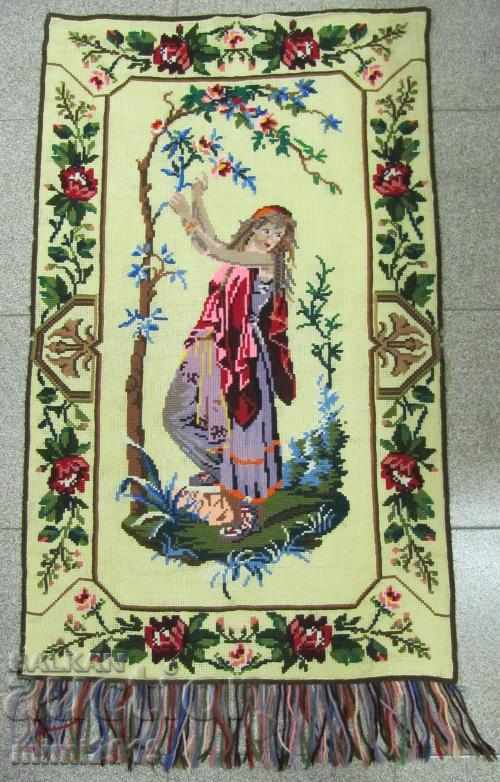 19th Century Hand Embroidered Rug Carpet