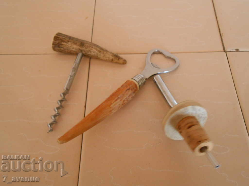 LOT Very old corkscrew opener and cork, deer horn with price 59.00 BGN | € 30.17