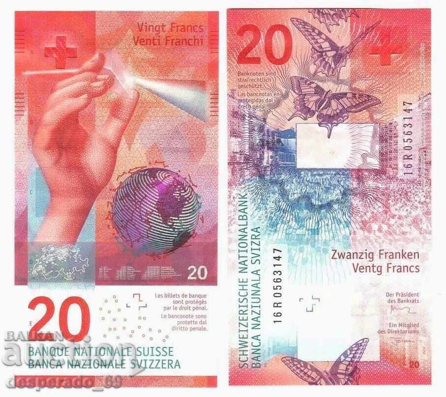 (¯` '• .¸ SWITZERLAND 20 francs 2016 UNC ¸. •' ´¯)