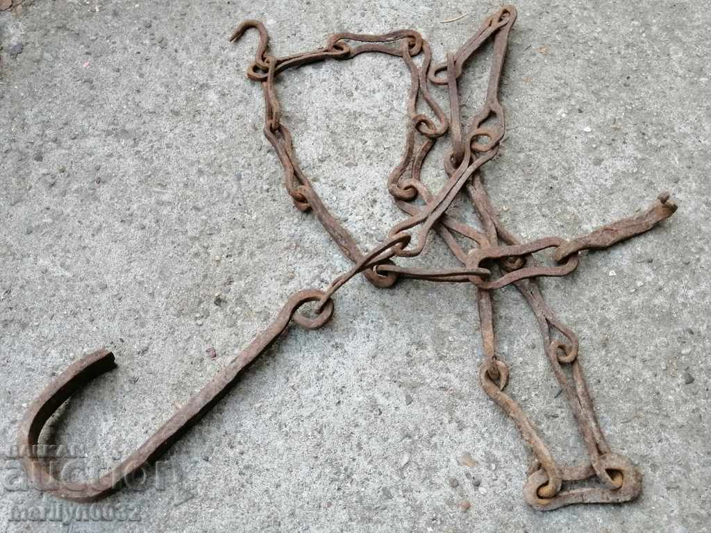 Old wrought iron chain with hook, hearth chain hook chain with price 49.00 BGN | € 25.05 Old wrought iron chain with hook, hearth chain hook chain with price 49.00 BGN | € 25.05