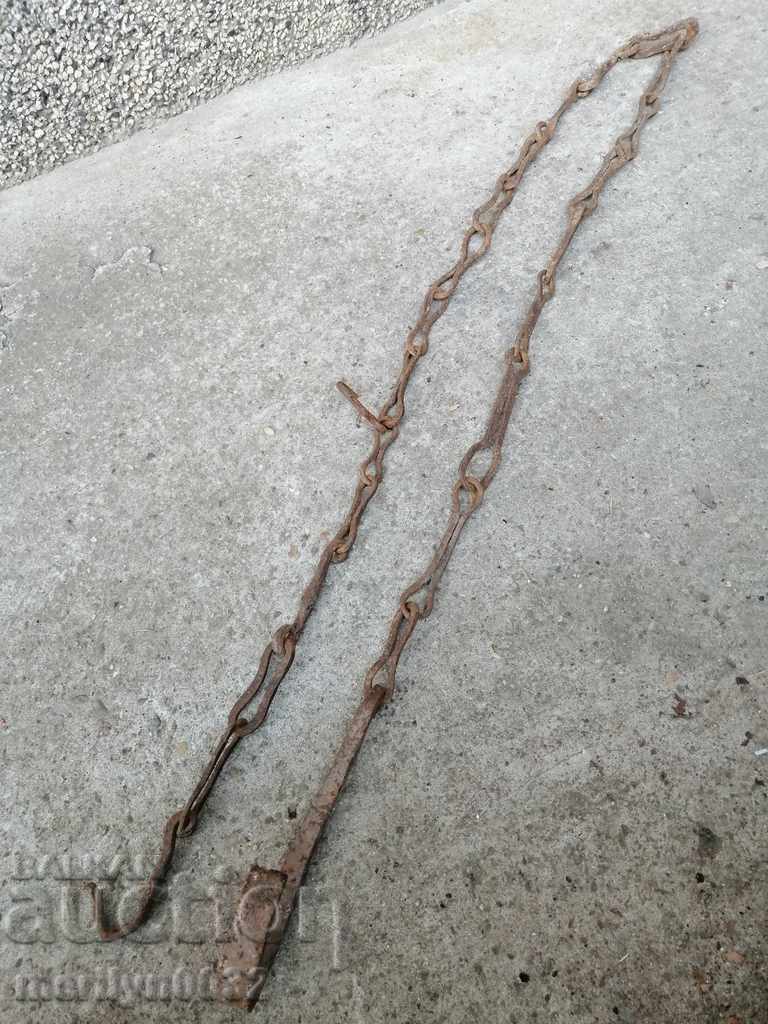 Auction Old wrought iron chain with hook, hearth chain hook chain Auction Old wrought iron chain with hook, hearth chain hook chain