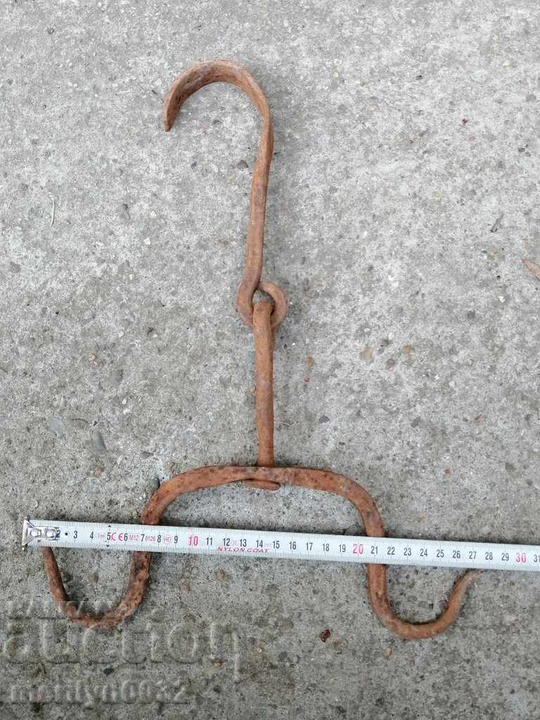 An old forged scraping hook, double twin - 5 An old forged scraping hook, double twin - 5