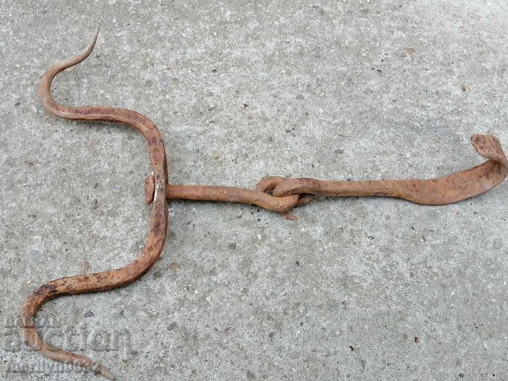 An old forged scraping hook, double twin - 6 An old forged scraping hook, double twin - 6