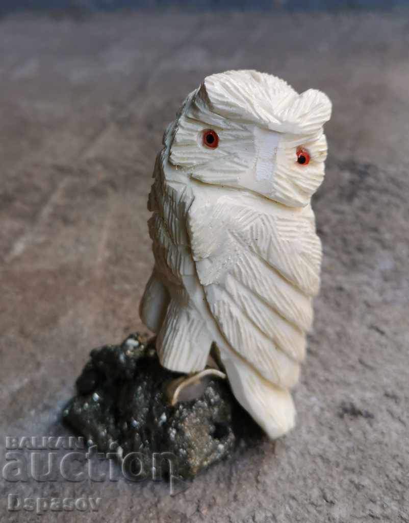 Figurine Owl Owl Figurine on Iron Ore Stone