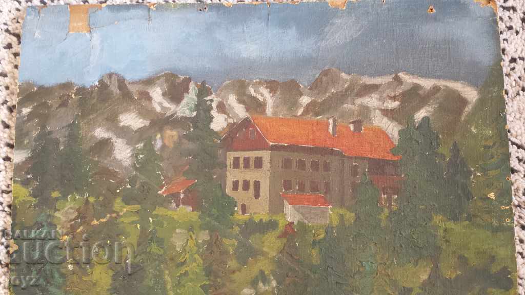 СТАРА КАРТИНА ПЕЙЗАЖ ПЛАНИНСКА ХИЖА / МАСЛЕНИ БОИ - 5 СТАРА КАРТИНА ПЕЙЗАЖ ПЛАНИНСКА ХИЖА / МАСЛЕНИ БОИ - 5