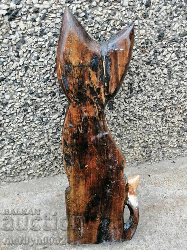 Wooden figure, sculpture, statuette, pano, cat with price 32.00 BGN | € 16.36