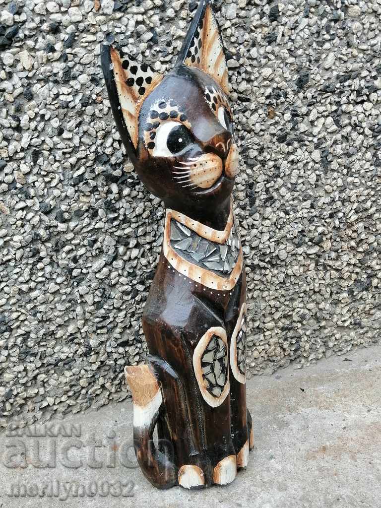 Wooden figure, sculpture, statuette, pano, cat - 6