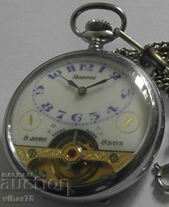 рядък седмечен джобен часовник-HEBDOMAS
