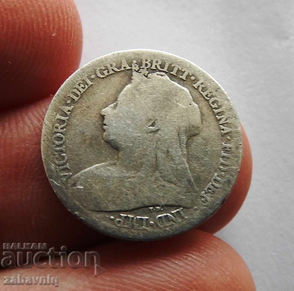 Silver Empress Victoria UK 6 pence 1898