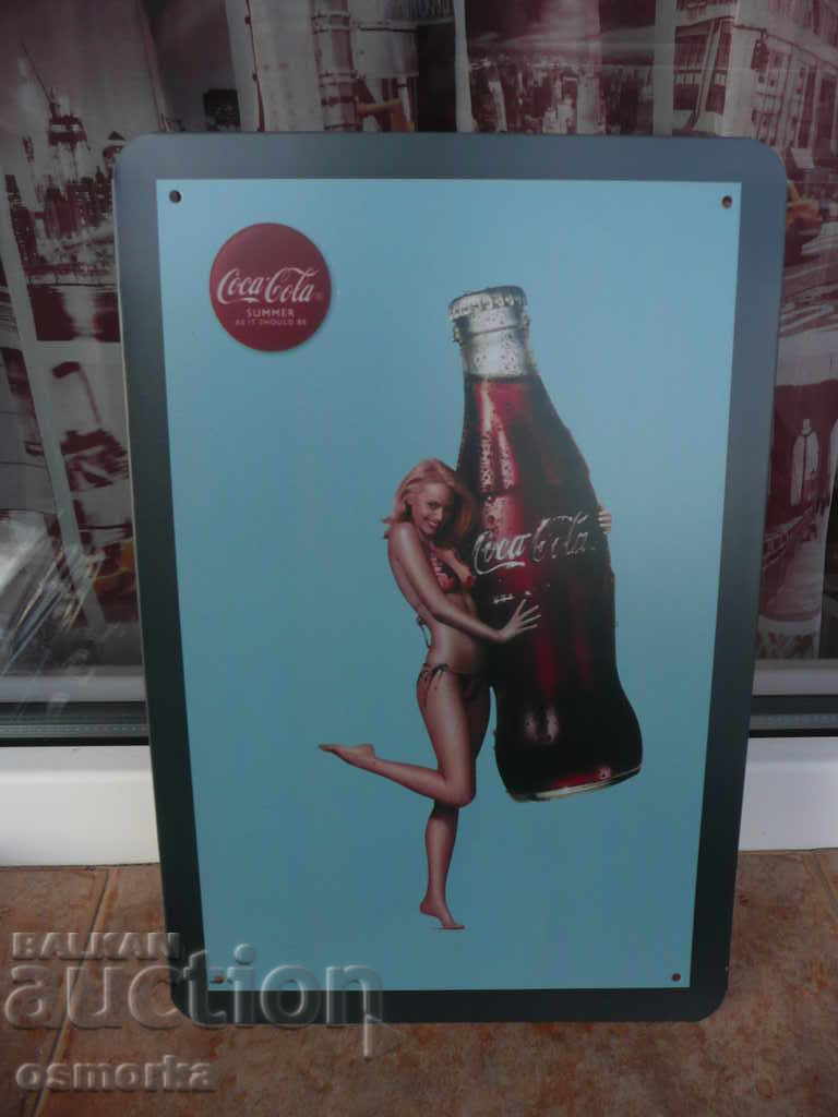 Метална табела Кока Кола Coca Cola бутилка момиче бански