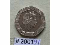 20 πένες 2009 Σφραγίδα νομισμάτων του Ηνωμένου Βασιλείου