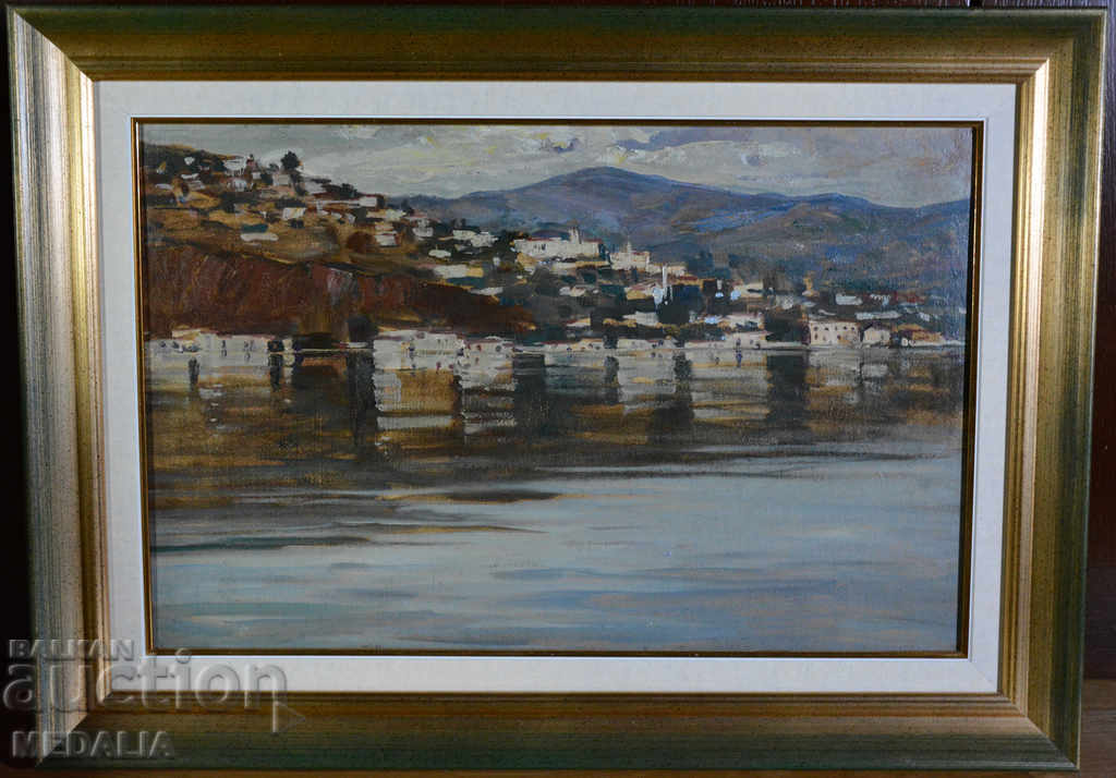 Mario Zhekov-Landscape from Kavala-oil paints-framed