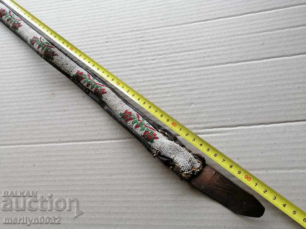 Delivery of Old handwoven belt with beads blue sash belt costume Delivery of Old handwoven belt with beads blue sash belt costume