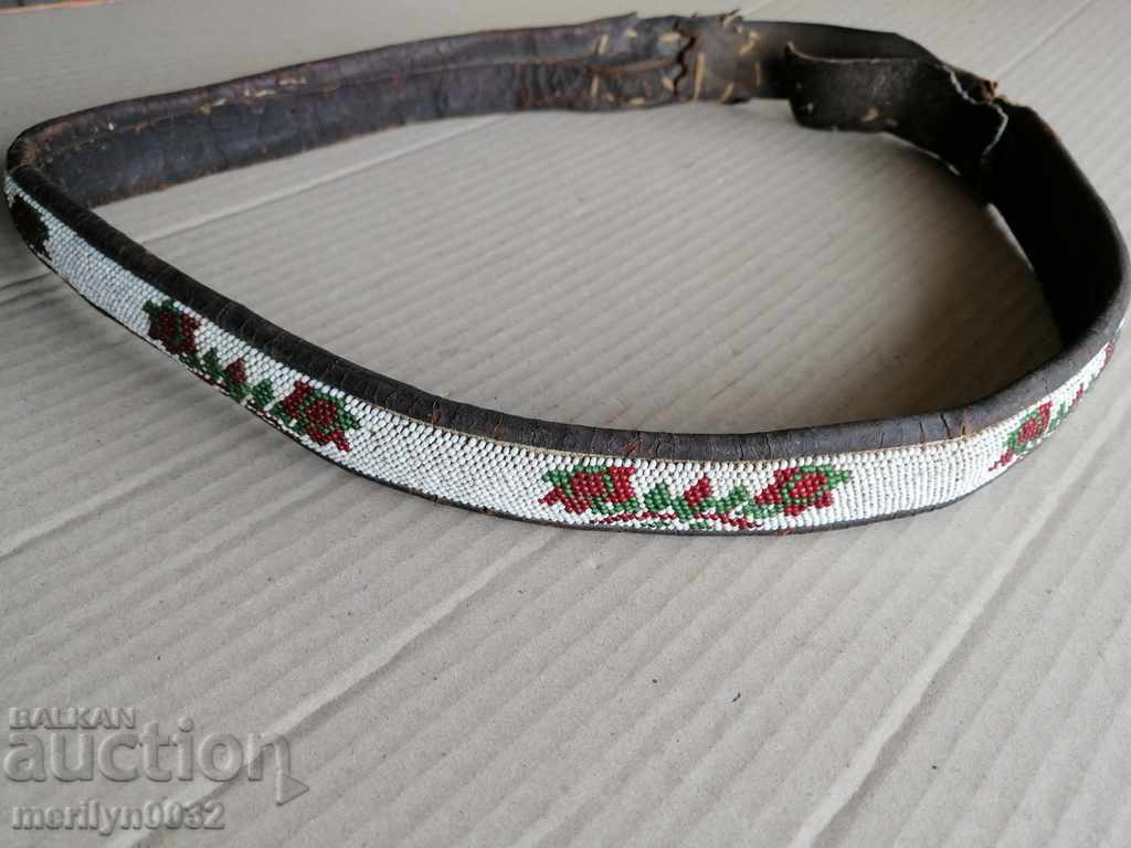 Old handwoven belt with beads blue sash belt costume - 5 Old handwoven belt with beads blue sash belt costume - 5