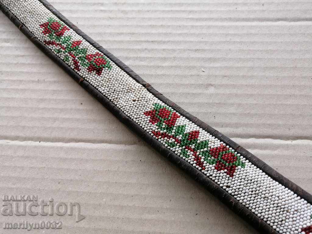 Old handwoven belt with beads blue sash belt costume - 7 Old handwoven belt with beads blue sash belt costume - 7