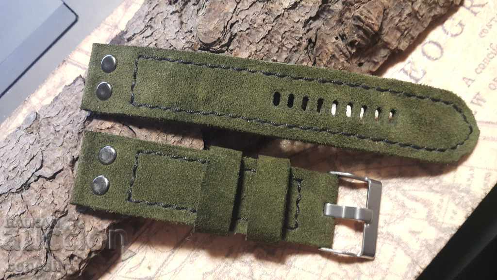 Leather watch strap 22mm Genuine leather suede 558