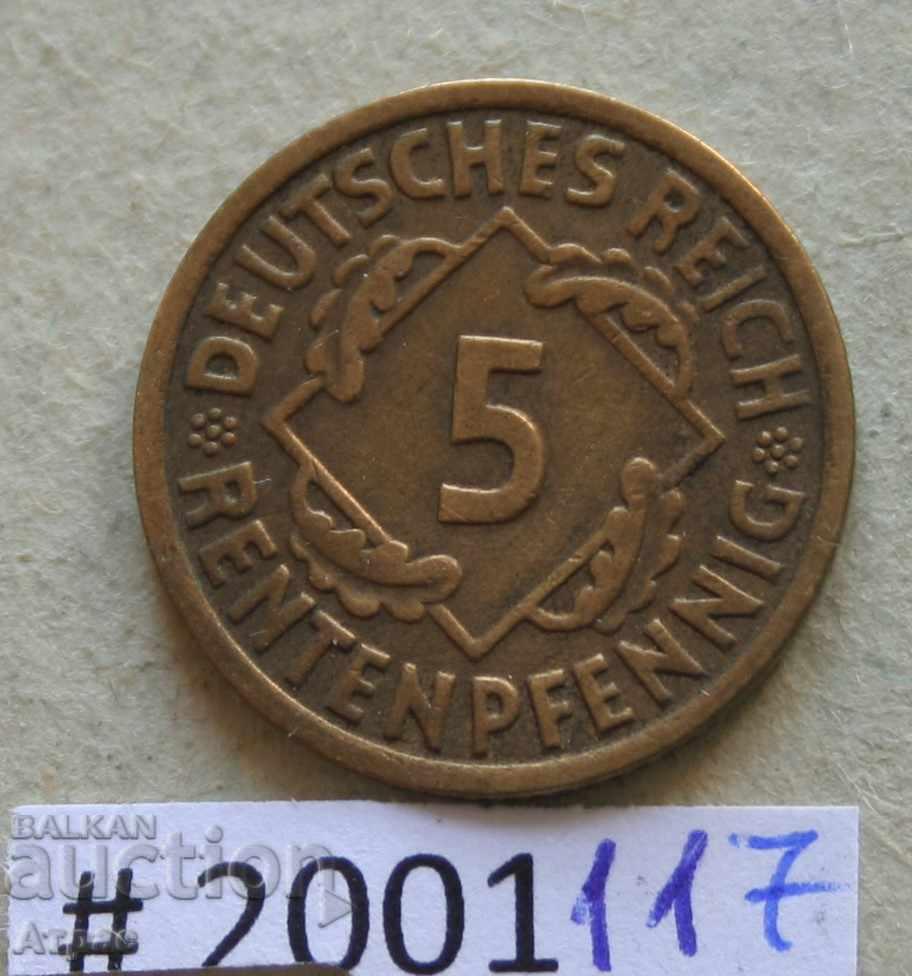 5  рентенпфениг  1924 А   Германия