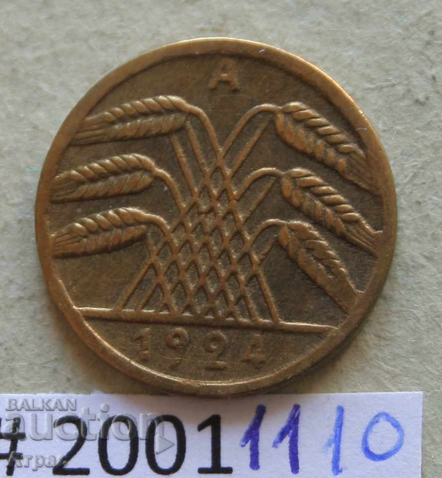 5 rentgenpfenig 1924 A Germania cu preț € 0.46 | 0.90 BGN