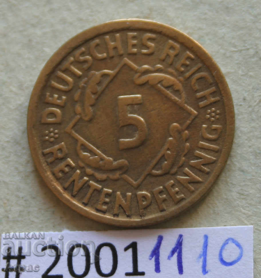 5 rentgenpfenig 1924 A Germany
