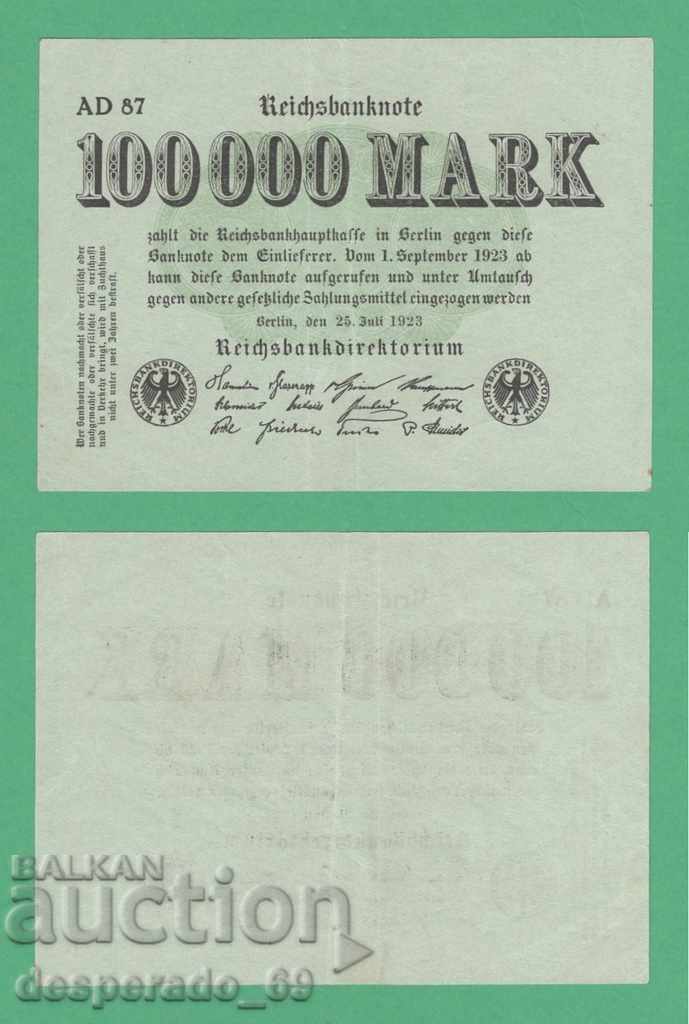 (¯ `'• .¸ GERMANIA 100.000 de mărci 25.07.1923¸. •' ´¯)