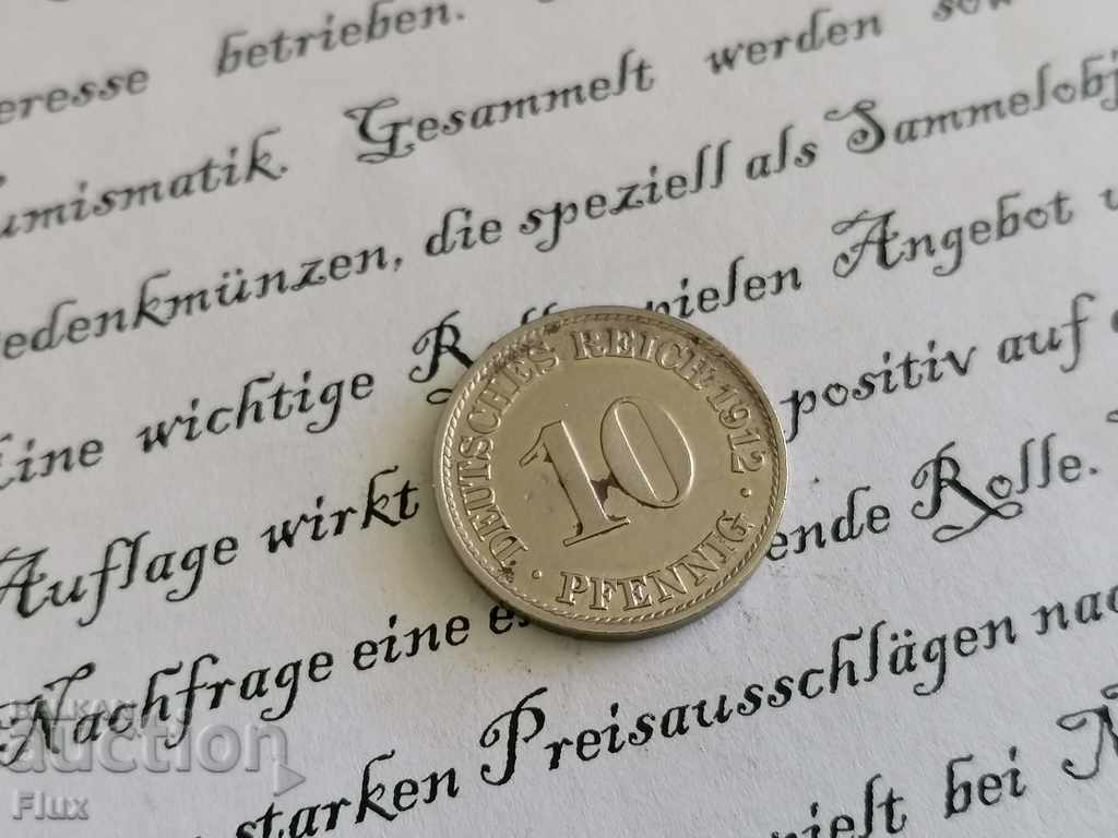 Moneda Reich - Germania - 10 pfeniguri 1912. seria A