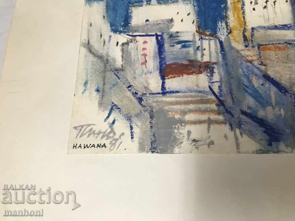 1455 Tenyu Pindarev Havana mixed technique signed in 1981. with price 550.00 BGN | € 281.21